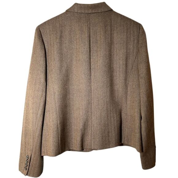 CHAPS Ralph Lauren Tweed Blazer Brown Wool Herringbone Jacket Academia Size 16 - Picture 2 of 16